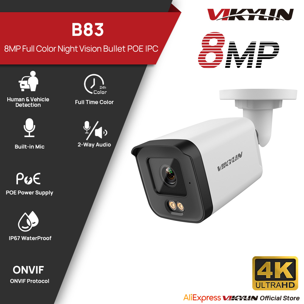 Home Security Lights Outdoors - Cámara de Seguridad IP VIKYLIN 8MP