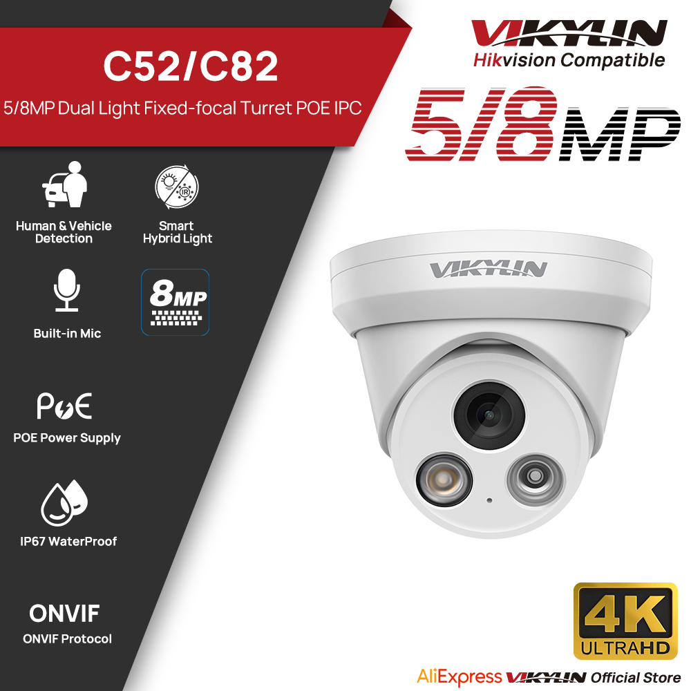 Home Security Lights Outdoors - Cámara IP VIKYLIN 5/8MP 4K con