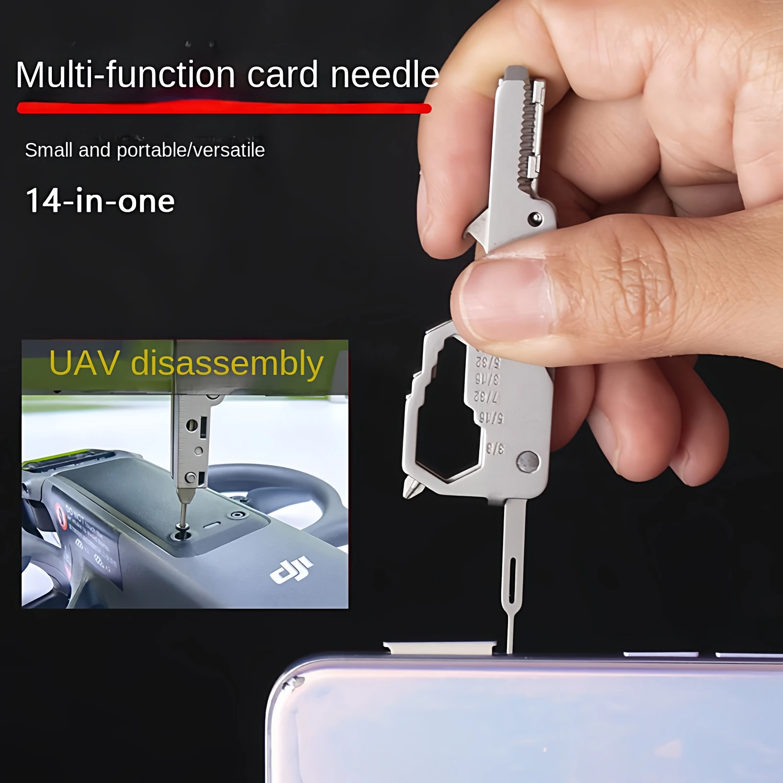Drone Security Home - Mini llavero multifuncional, tarjeta de herramienta,
