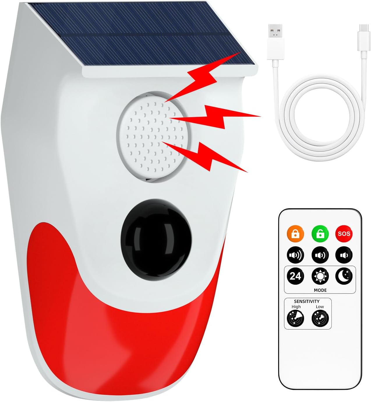 Home Security Lights Outdoors - Alarma Solar para exteriores con Sensor