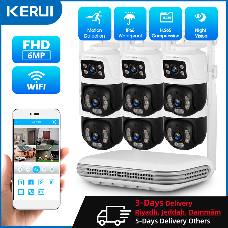 Home Security Kit - KERUI Impermeable 6MP HD Inalámbrico Doble