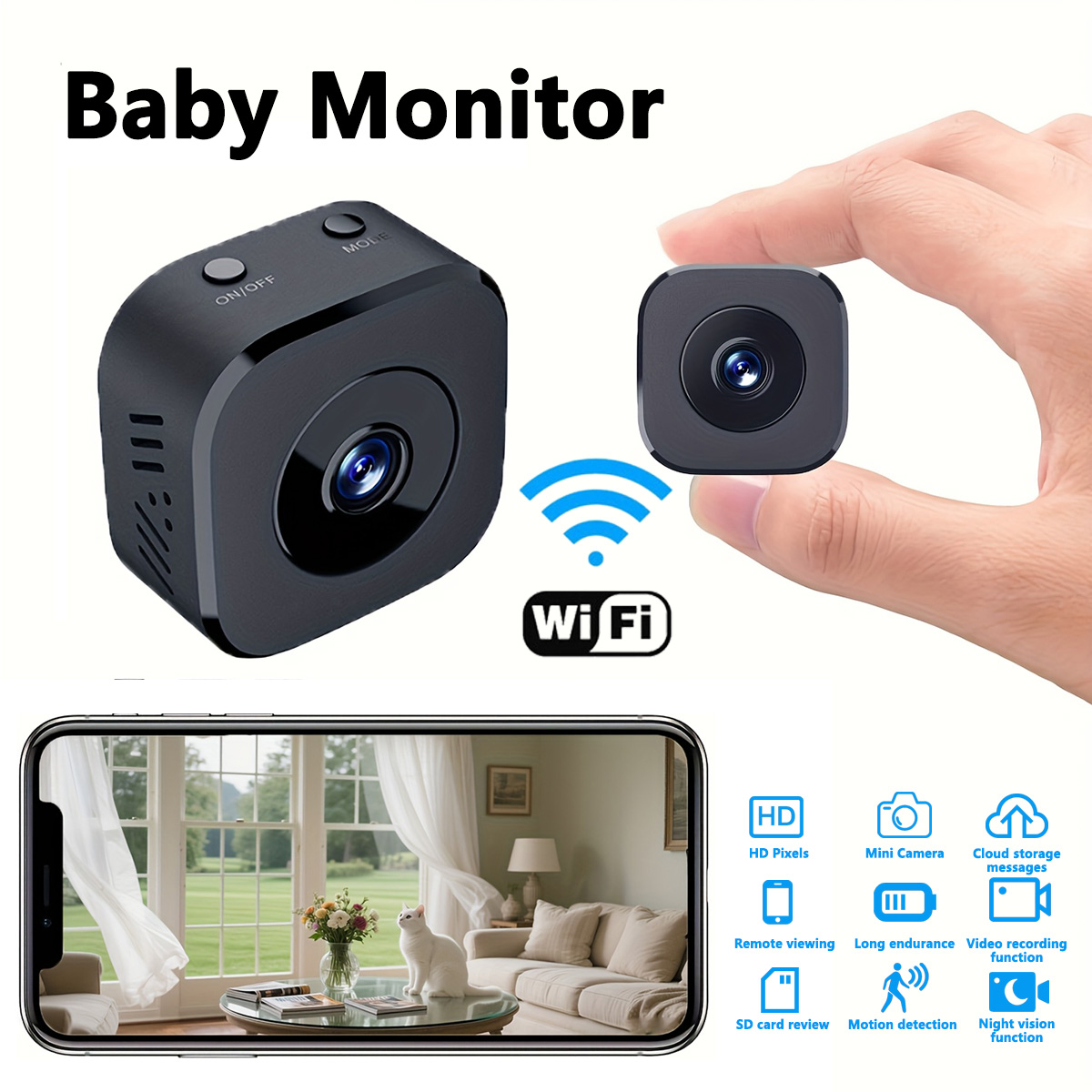 Home Security And Monitoring - Mini cámara WiFi HD de 1080P,