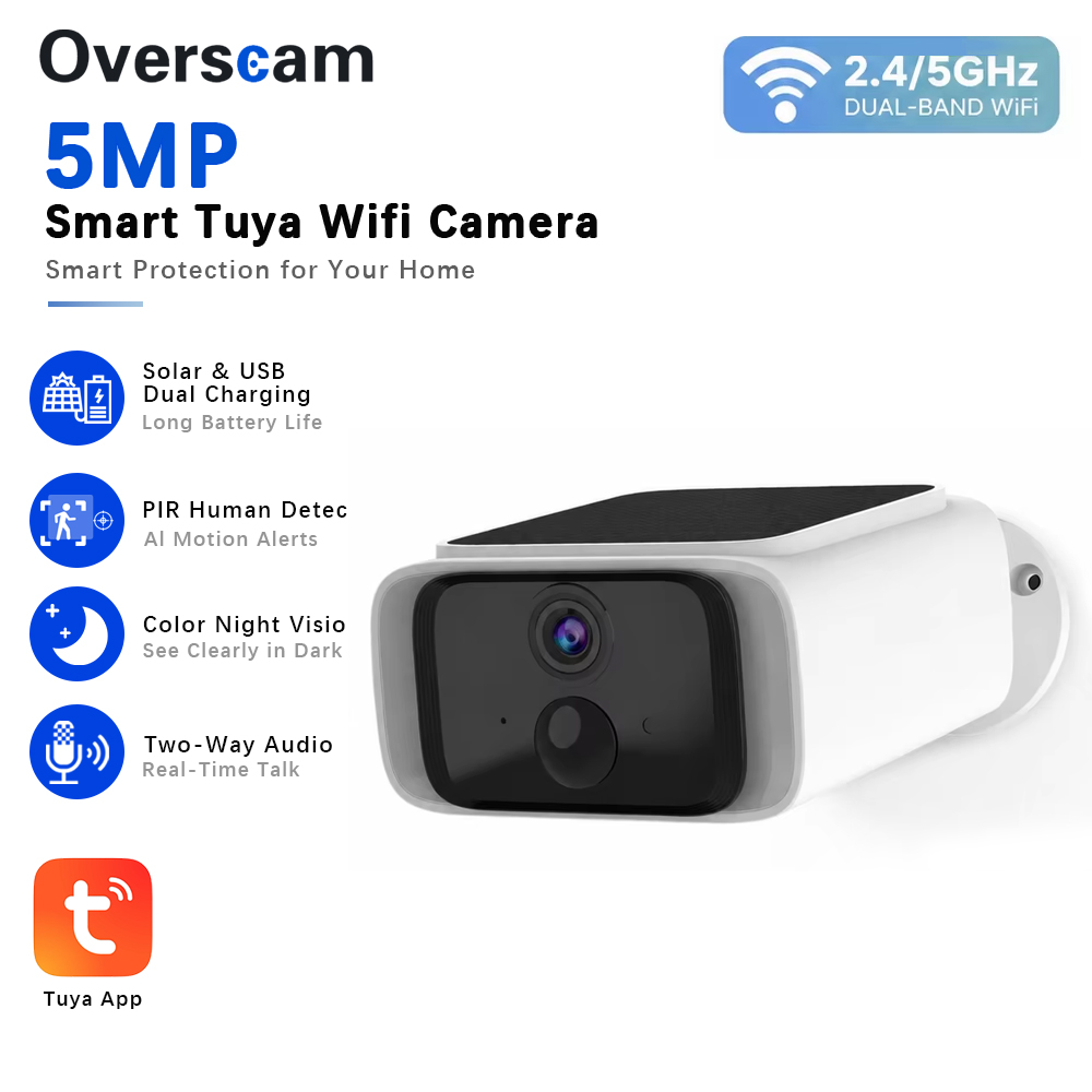 Home Security Indoor Cameras - Cámara de seguridad Solar Tuya de
