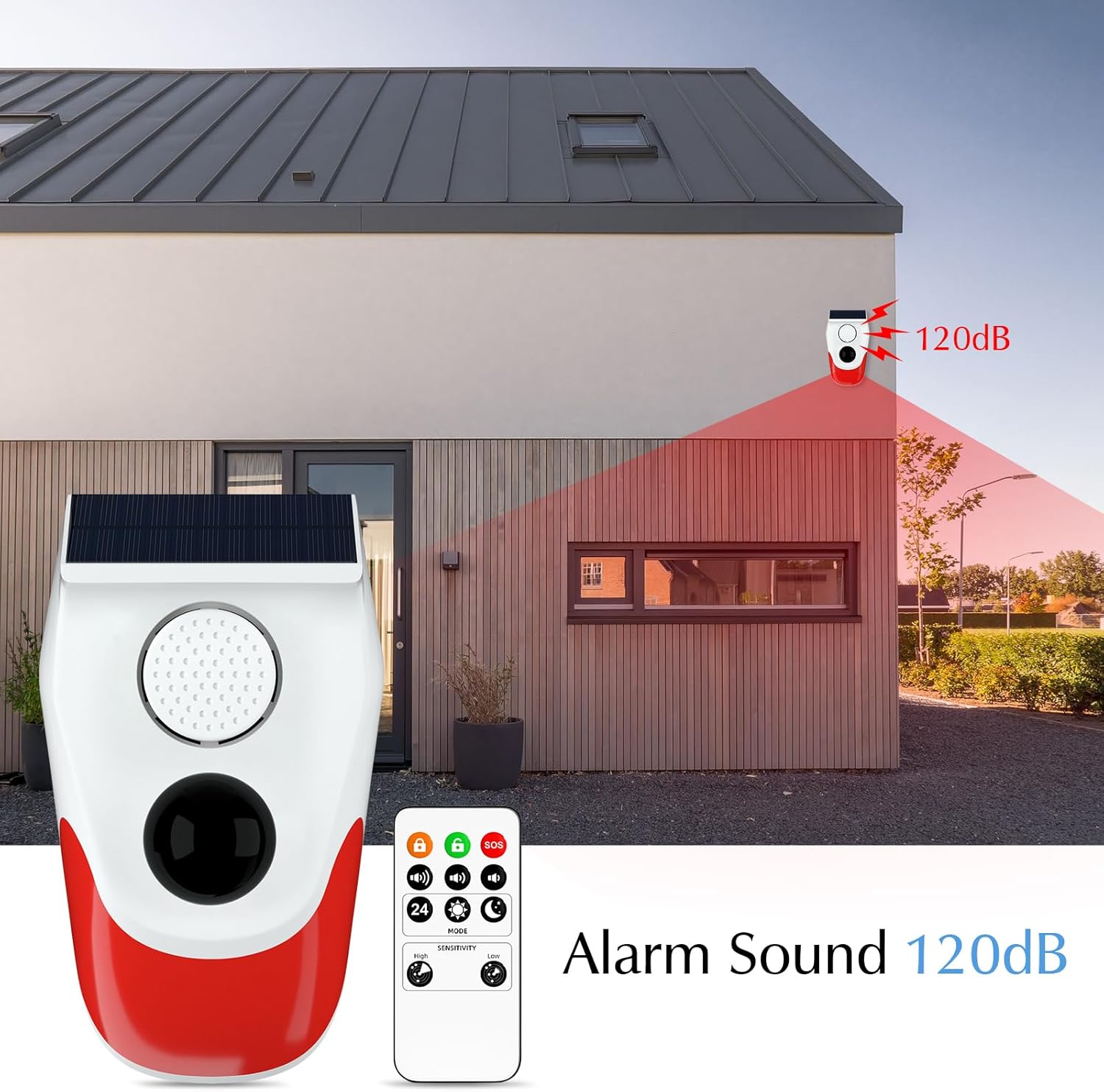 Alarma Solar para exteriores c - Home Security Lights Outdoors reseña y precio