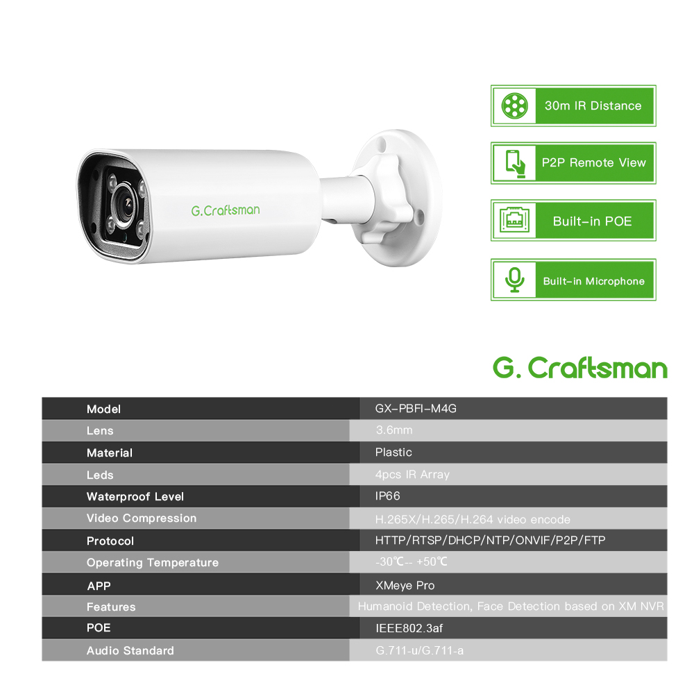 Cámara IP POE C GC PB 4MP, Mic - Home Security And Monitoring reseña y precio
