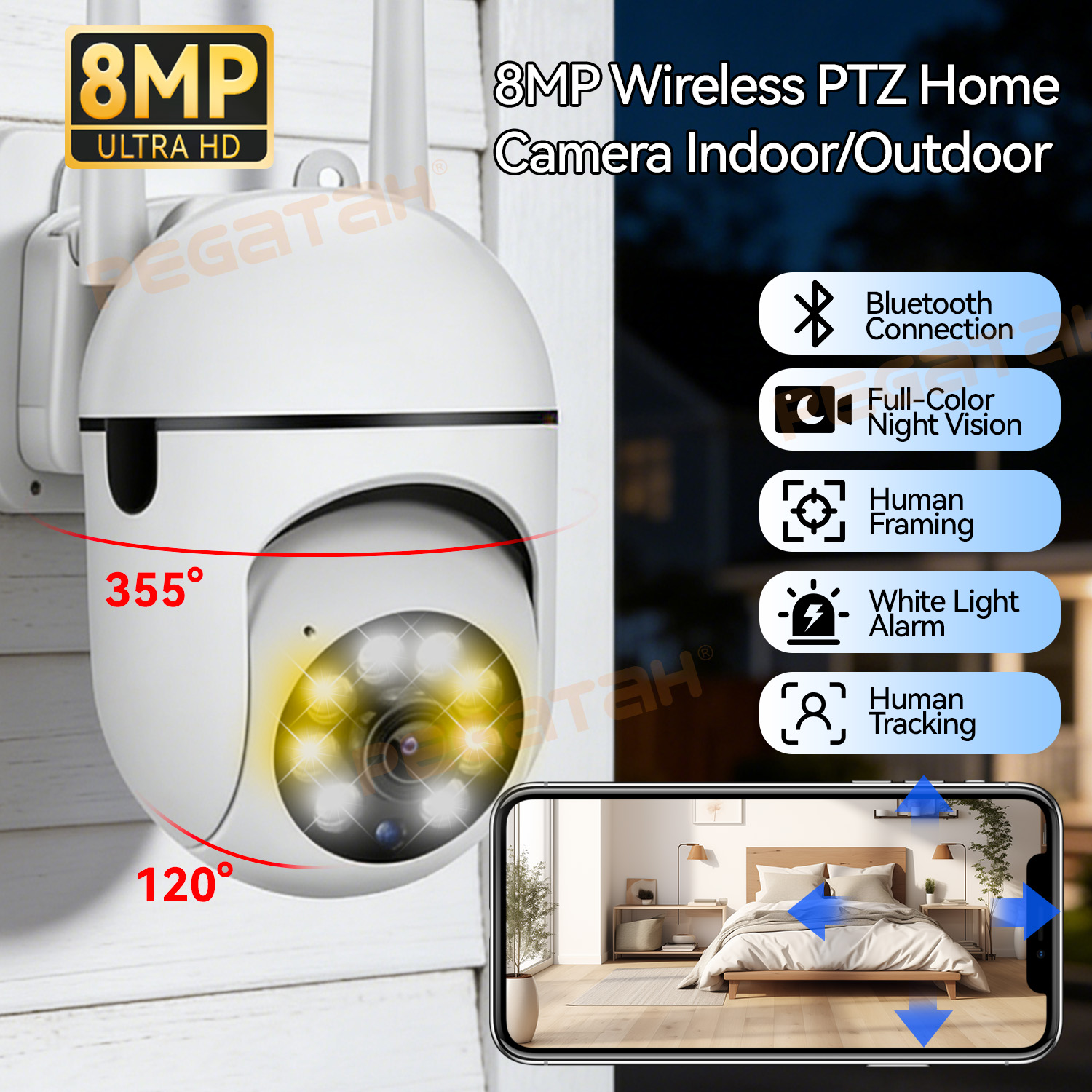 Cámara CCTV IP Wifi de 8MP, 2, - Home Security Lights Outdoors reseña y precio
