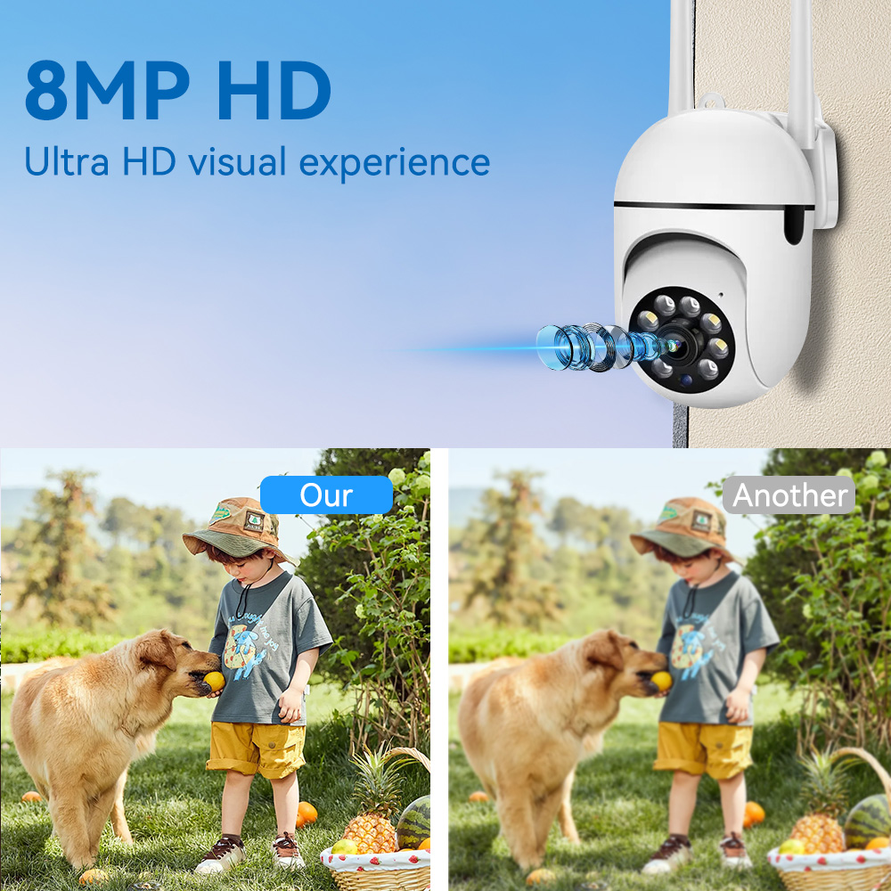 Cámara CCTV IP Wifi de 8MP, 2, - Home Security Lights Outdoors reseña y precio